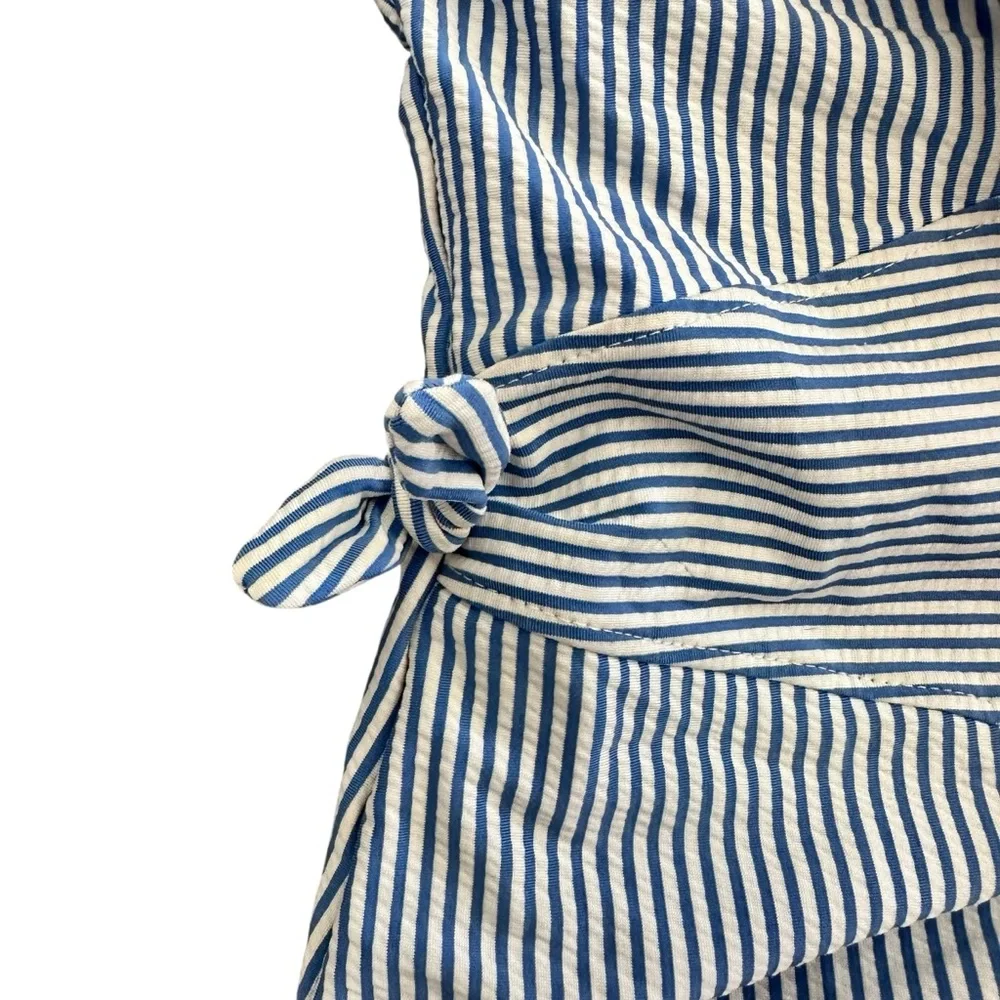 Lands’ End One Piece‎ Swimsuit Blue White Stripe Bow Size 7